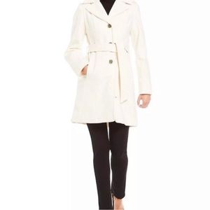 NWT Michael Kors Ivory Cream Peacoat with hood & belt, Macy’s Exclusive size 16